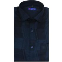 Self Design Navy Blue Shirt : Slim