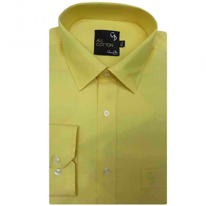 This yellow plain shirt is a distinguished wardrobe essential.Cut from 100% cotton,decorated with smart collar and matching buttons and patch pocket
