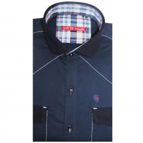 Checks Navy Blue Shirt : Slim