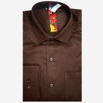 Self Design Brown Shirt : Slim