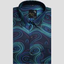Print Blue Shirt : Party
