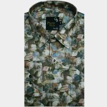 Print Blue Shirt : Party