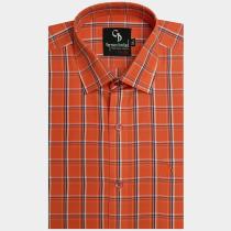 Checks Orange Shirt : Business