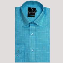 Checks Aqua Blue Shirt : Business
