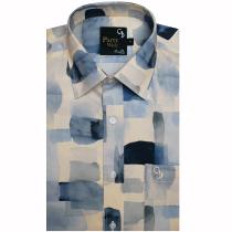 Print Blue Shirt : Party
