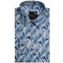 Print Blue Shirt : Party