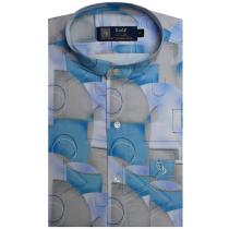 Print Blue Shirt : Party