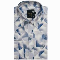 Print Blue Shirt : Party