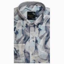 Print Blue Shirt : Party
