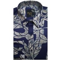 Print Navy Blue Shirt : Party
