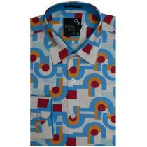 Print Blue Shirt : Party