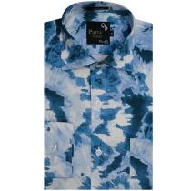 Print Blue Shirt : Party