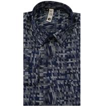 Print Navy Blue Shirt : Slim