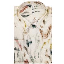Print Cream Shirt : Slim