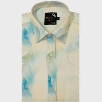 Print Blue Shirt : Party