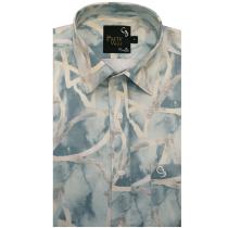 Print Blue Shirt : Party