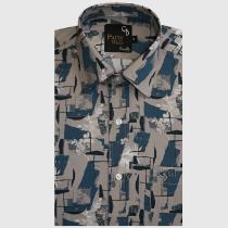 Print Blue Shirt : Party