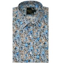 Print Blue Shirt : Party