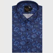Print Blue Shirt : Party