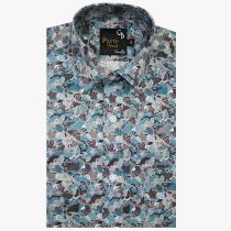 Print Blue Shirt : Party