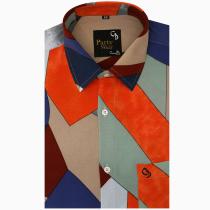 Print Blue Shirt : Party