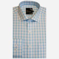 Checks Light Blue Shirt : Business