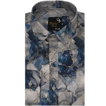 Print Blue Shirt : Party