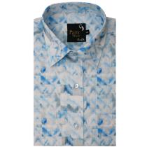 Print Blue Shirt : Party