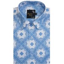 Print Blue Shirt : Party