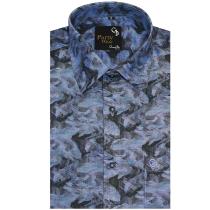 Print Blue Shirt : Party