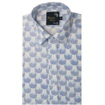 Print Blue Shirt : Party