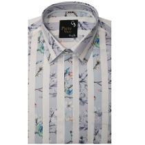 Print Blue Shirt : Party