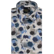 Print Blue Shirt : Party