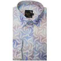Print Blue Shirt : Party