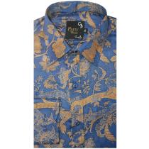 Print Blue Shirt : Party