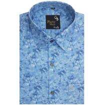 Print Blue Shirt : Party