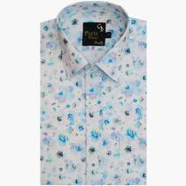 Print Blue Shirt : Party
