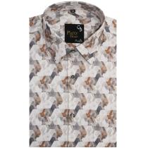 Print Brown Shirt : Party