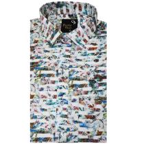 Print Blue Shirt : Party