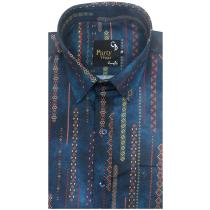 Print Blue Shirt : Party