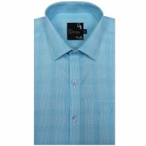 Checks Aqua Blue Shirt : Business