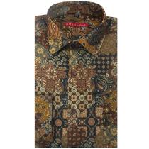 Print Brown Shirt : Slim