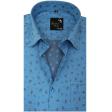 Print Blue Shirt : Party