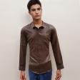 Self Design Brown Shirt : Slim