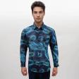 Print Blue Shirt : Party
