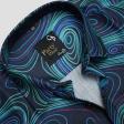 Print Blue Shirt : Party