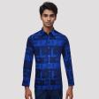 Print Blue Shirt : Party