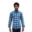 Checks Aqua Blue Shirt : Slim