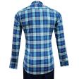 Checks Aqua Blue Shirt : Slim