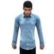 Self Design Blue Shirt : Slim